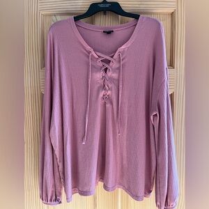 Torrid Rose Taupe Lace Up Neckline Long Sleeve Size 2
